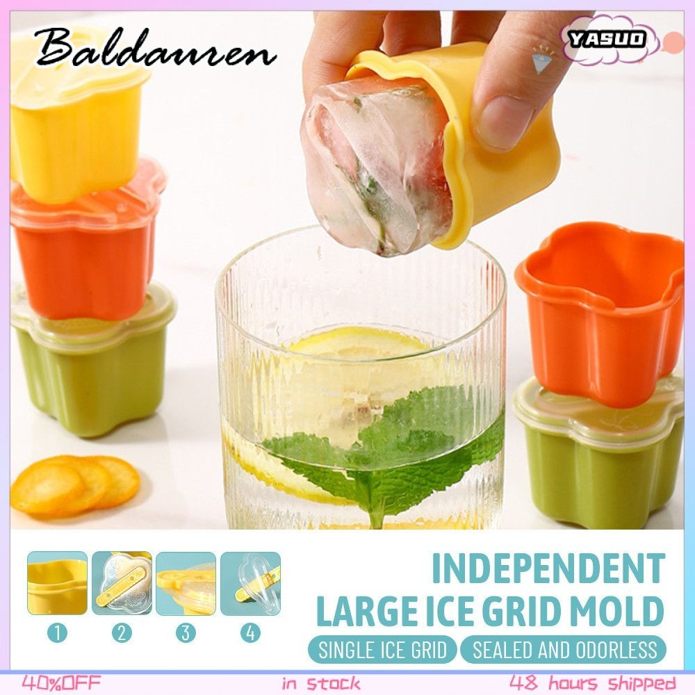 BALDAUREN แม่พิมพ์ทำน้ำแข็งขนาดเล็กพร้อมฝาปิดสำหรับครัวเรือนในฤดูร้อนการจัดเก็บก้อนน้ำแข็งที่วางซ้อนกันได้เครื่องทำน้ำแข็งแบบใช้ซ้ำได้สำหรับเครื่องดื่มเย็น ราคา 17 บาท*ส่งฟรี