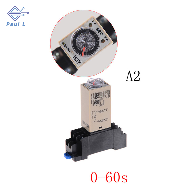 【Paul L】 Rơ Le Hẹn giờ trễ H3Y-2 220V 0-30S/60S dpdt ổ cắm cơ sở