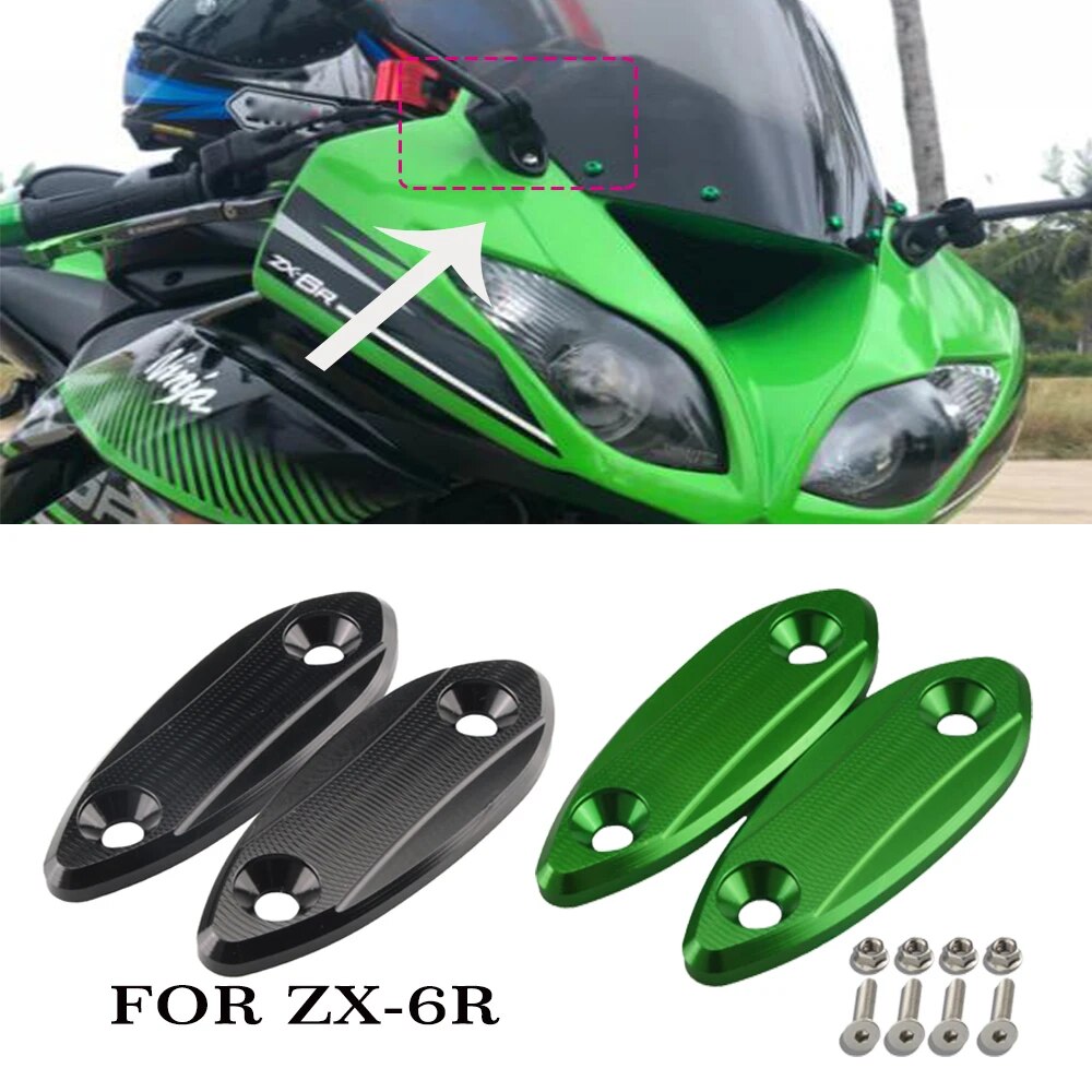 【New Arrivals】 Zx-6r Zx25r Motorcycle Decorative Mirror Code Rear View Base Cover Mirror Seat Suitable For Zx-6r 2009-2012 Zx-25r