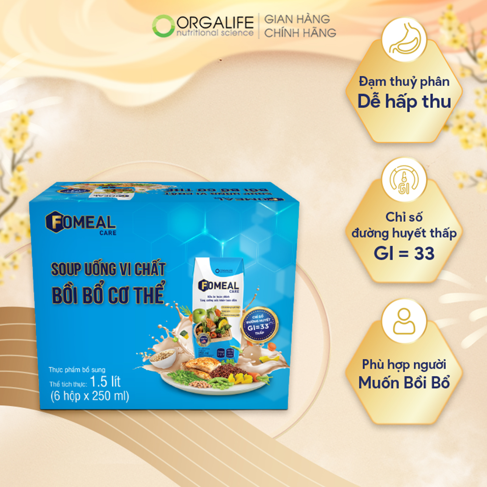 Hộp quà tặng FOMEAL CARE 6H - Bồi bổ cơ thể thay thế bữa ăn tăng đề kháng 250ml hộp