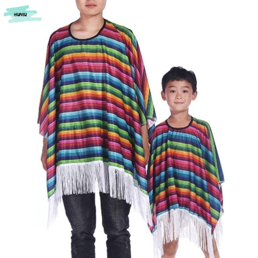 ของเล่นและโมเดลสะสม HUNIU เสื้อคลุมสไตล์ชนเผ่า เครื่องแต่งกายเม็กซิกัน ลายทางสีรุ้ง ฮาโลวีน เสื้อปอนโชเม็กซิกัน อุปกรณ์ประกอบคอสเพลย์ เสื้อคลุมพื้นบ้าน เสื้อคลุมสไตล์เม็กซิกัน เด็กผู้ใหญ่และเด็ก ราคา 465 บาท*ส่งฟรี