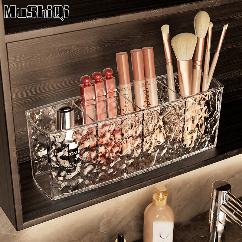 MUSHIQI Hộp lưu trữ cọ trang điểm hộp lưu trữ trong suốt hộp hình vuông vật liệu acrylic hộp hộp lưu trữ thay đồ hộp lưu trữ bàn chải Hộp cọ trang điểm hộp lưu trữ cọ trang điểm