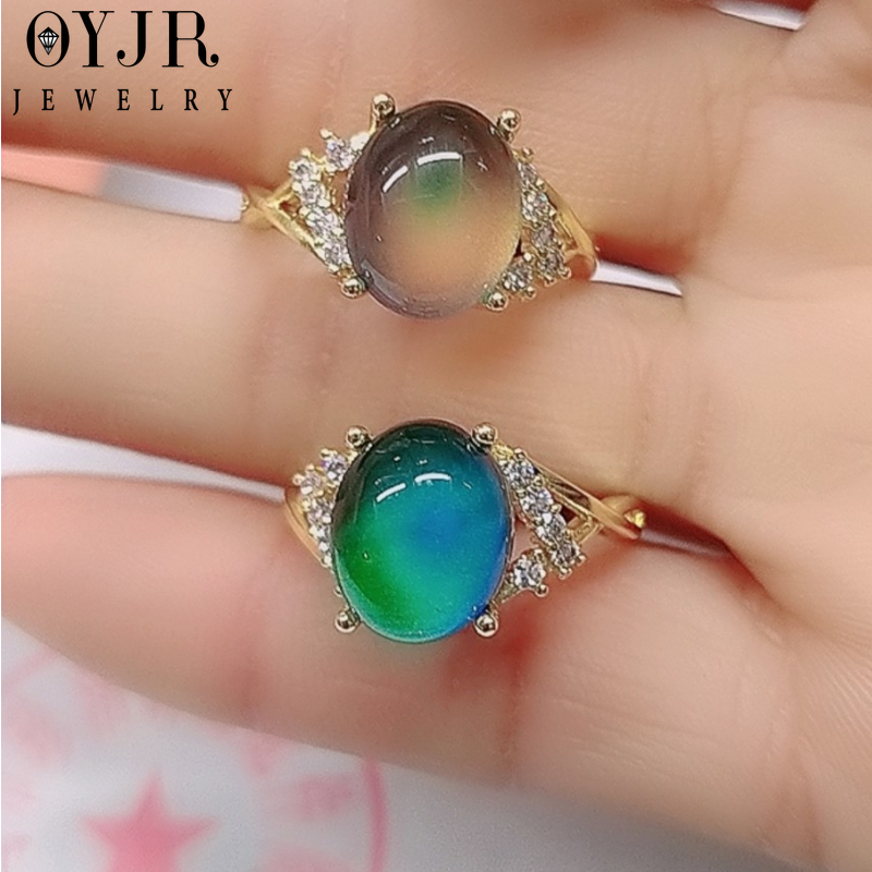 Oyjr nhẫn đôi bạn thân đá sẽ đổi màu theo nhiệt độ