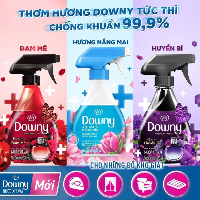 Xịt thơm quần áo khử khuẩn Downy 370ml chính hãng