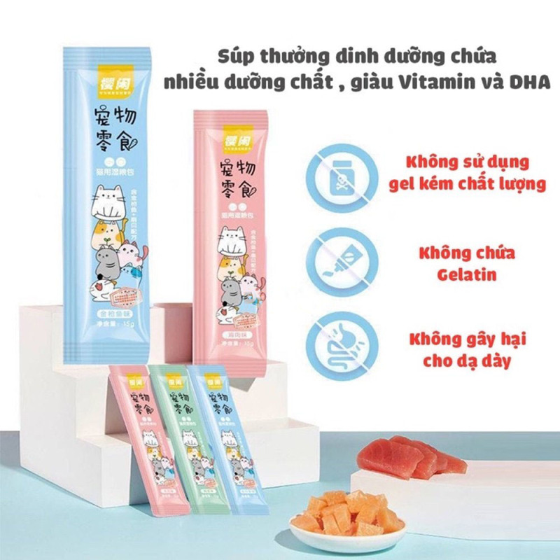 Súp thưởng cho mèo shizuka, Súp thưởng shizuka cung cấp đầy đủ dinh dưỡng giá rẻ thanh 15g
