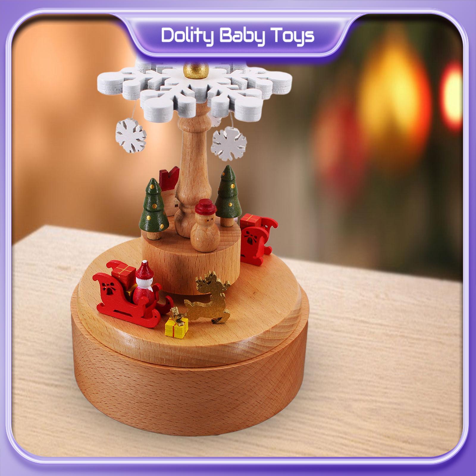 Dolity Christmas Wooden Musical Boxes Mechanical Music Movement Play