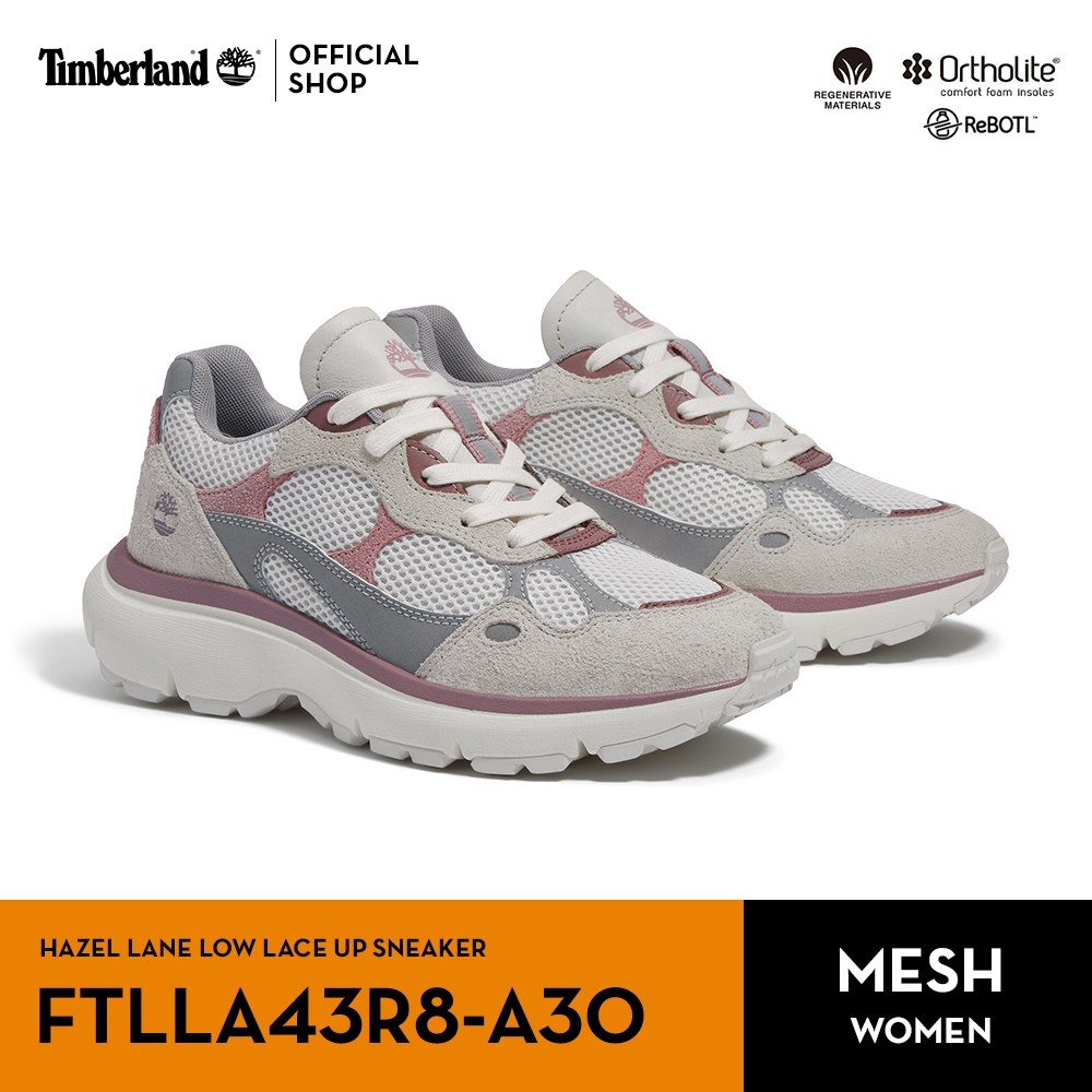 รองเท้าผ้าใบผู้หญิง รองเท้าสนีกเกอร์เสริมส้นน้ำหนักเบา Timberland Women's Hazel Lane Low Lace Sneaker (Ftlla43R8-A3O)