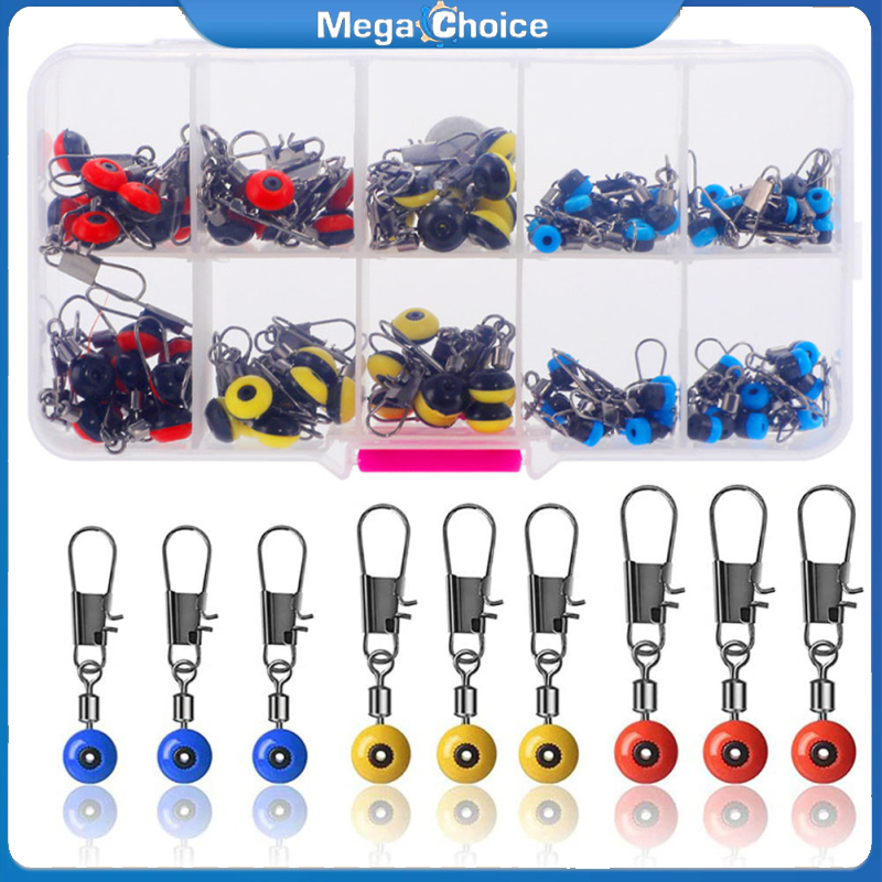 MegaChoice【Fast Delivery】100Pcs Fishing Swivels Tackle Kit With Tackle Box, Fishing Connector Set, Sea Fishing Beads Accessories, Beads And Swivels Fishing Set , For Outdoor Freshwater Saltwater Fishing ราคา 151 บาท*ส่งฟรี