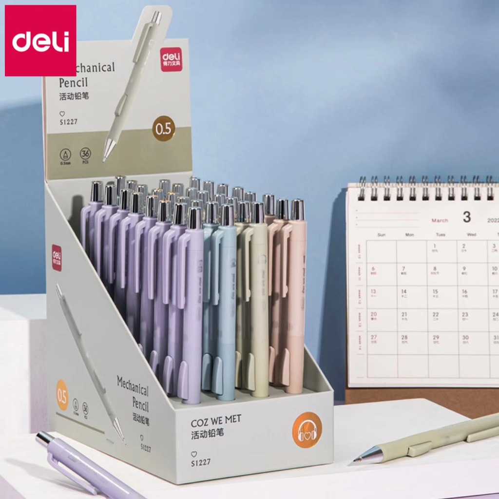Bút chì kim bấm s1227 0.5mm deli nhà cam