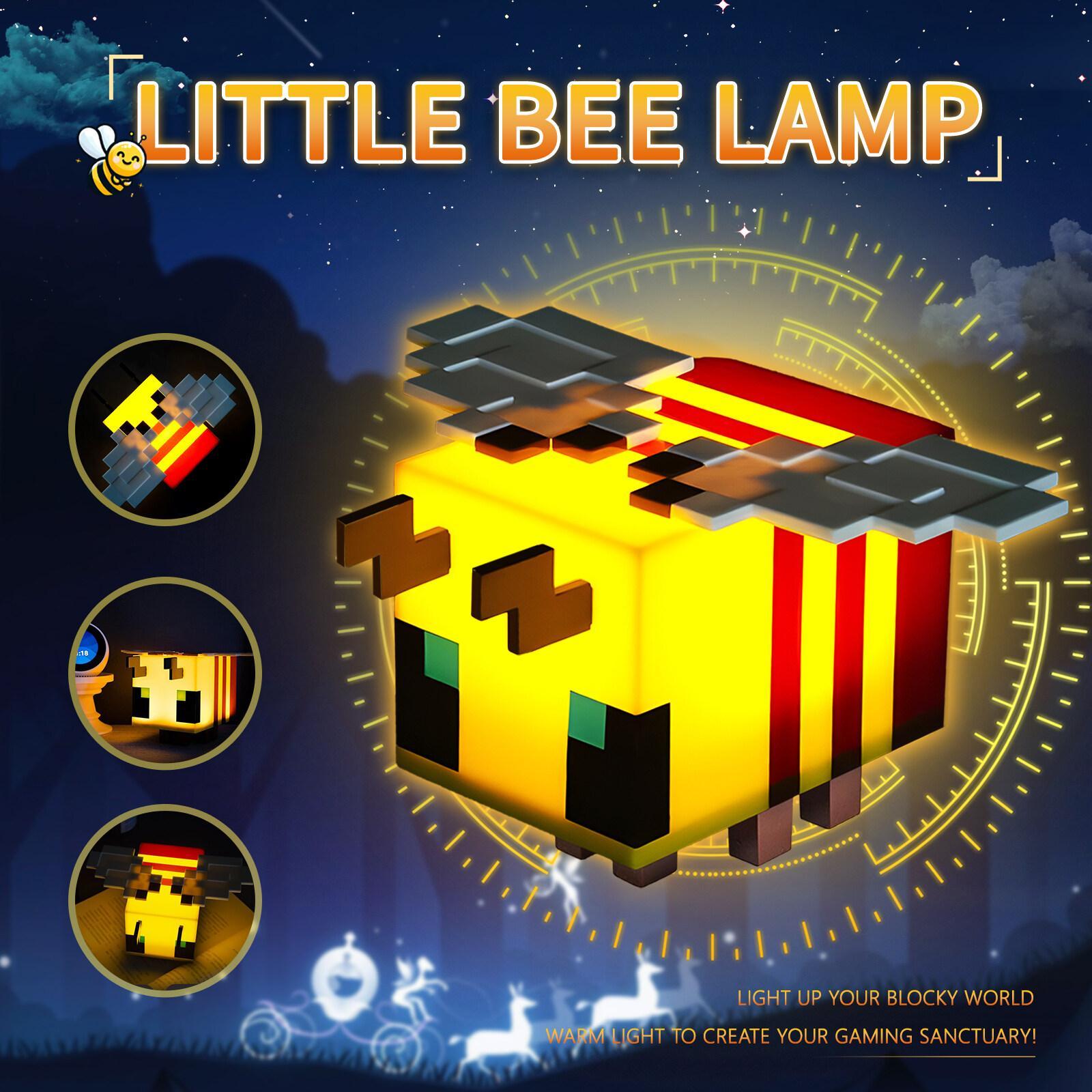 NEENCE Minecraft Little Bee Lamp LED Table Lamp warm Light DIY Assembly Illuminate Up to 6hrs Mood Light for Bedroom Desk Living Room Playroom Home Decor Video Game Gifts