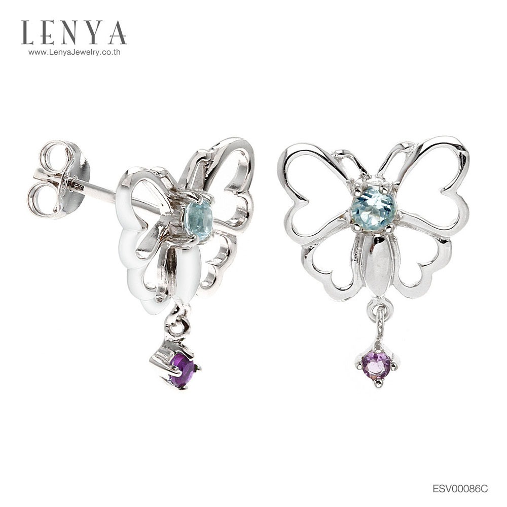 LENYA ต่างหูพลอยบลูโทแพซ เสริมความมั่นใจ ชัดเจน ปัญญา ขนาด 3 มิล ตัวเรือนเงินแท้925 ชุบทองคำขาว ราคา 2,900 บาท*ส่งฟรี