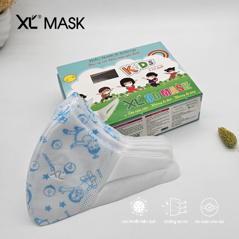 Combo 3 hộp Khẩu trang 3D XL Mask trẻ em từ 5-12 tuổi ( 150 chiếc) - Xuân Lai