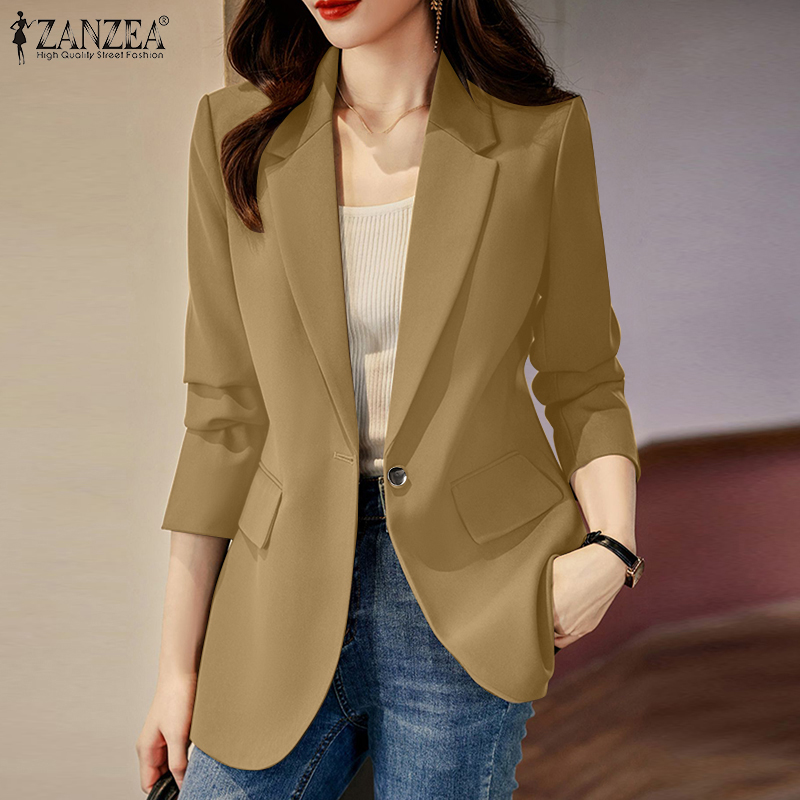 ZANZEA Korean Style Women s Blazer Office Commute Long Sleeve Lapel Button