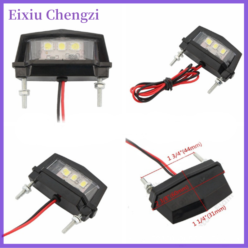 Eixiu Xe Máy 3 LED Phía Sau Đuôi Giấy Phép Tấm Phanh Số Tấm Ánh Sáng Mini Đèn Hậu