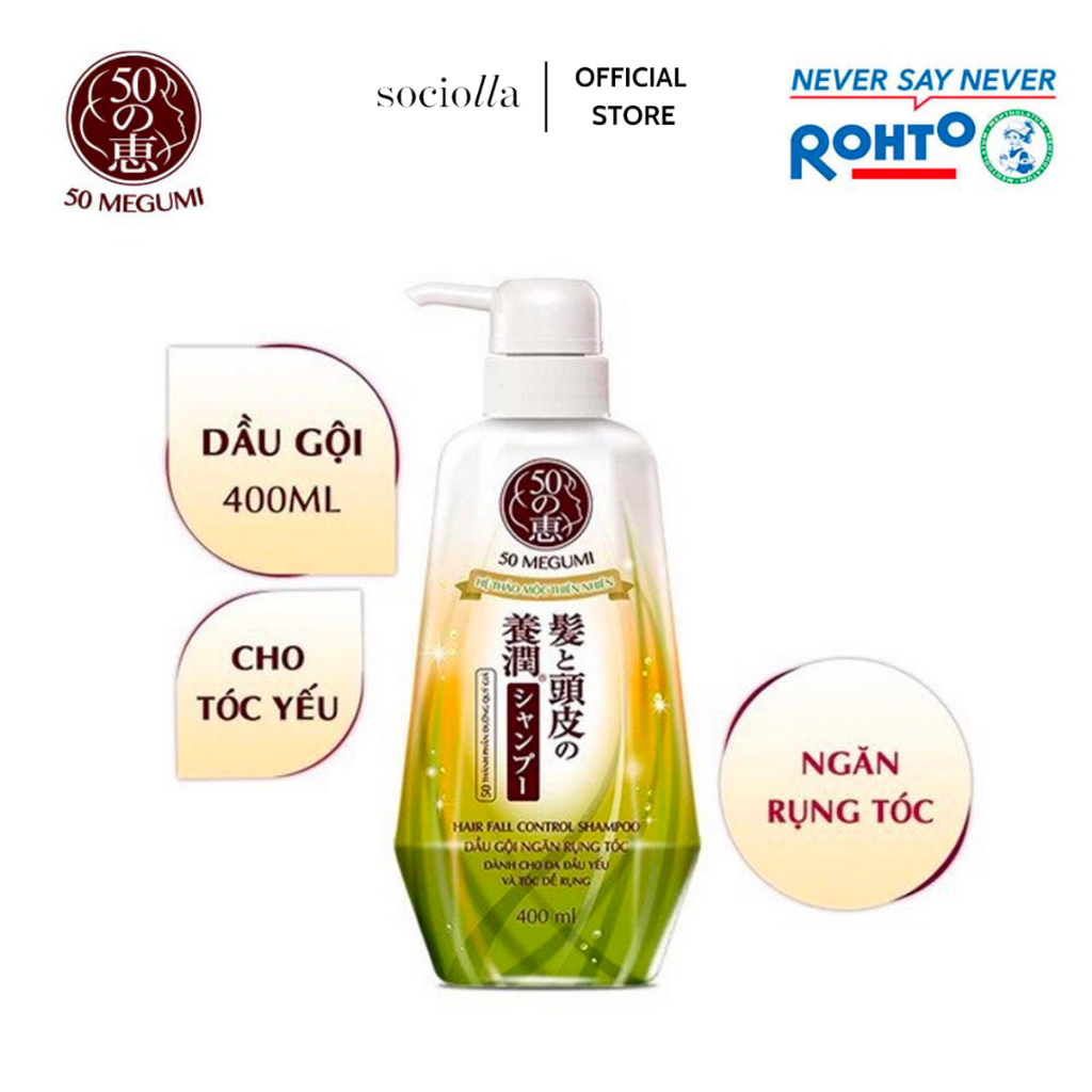 Dầu gội ngăn rụng tóc 50 megumi hair fall control shampoo 400ml