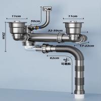 WAPKTY Bát đơn/đôi Bộ ống thoát nước bồn rửa Tiết kiệm không gian Dễ dàng lắp đặt Bộ dụng cụ thoát nước chống rò rỉ Nhựa Ống thay thế cống thoát nước Nhà bếp