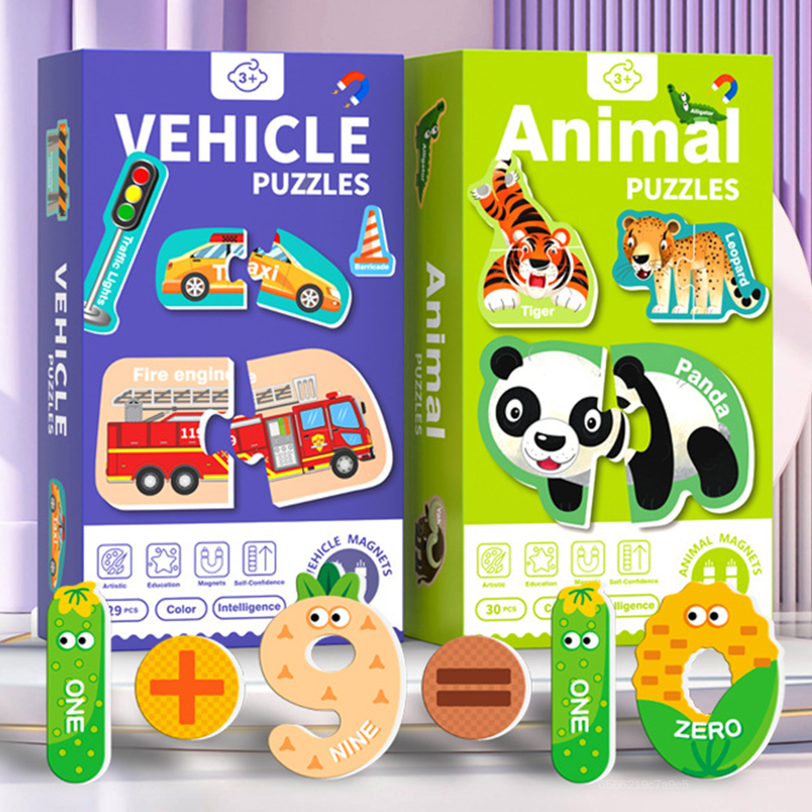 Fridge Magnets Puzzles Educational Toys Educational Animal Traffic Number Letters Cognition Learning Toys for Boys Girls Early Learning Aids 5LA-zlz-my