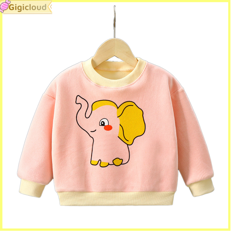 Gigicloud Boys Girls Warm Sweatshirt Cute Cartoon Fleece Lined Thickened Sweater Long Sleeves Round Neck Tops ราคา 190 บาท*ส่งฟรี