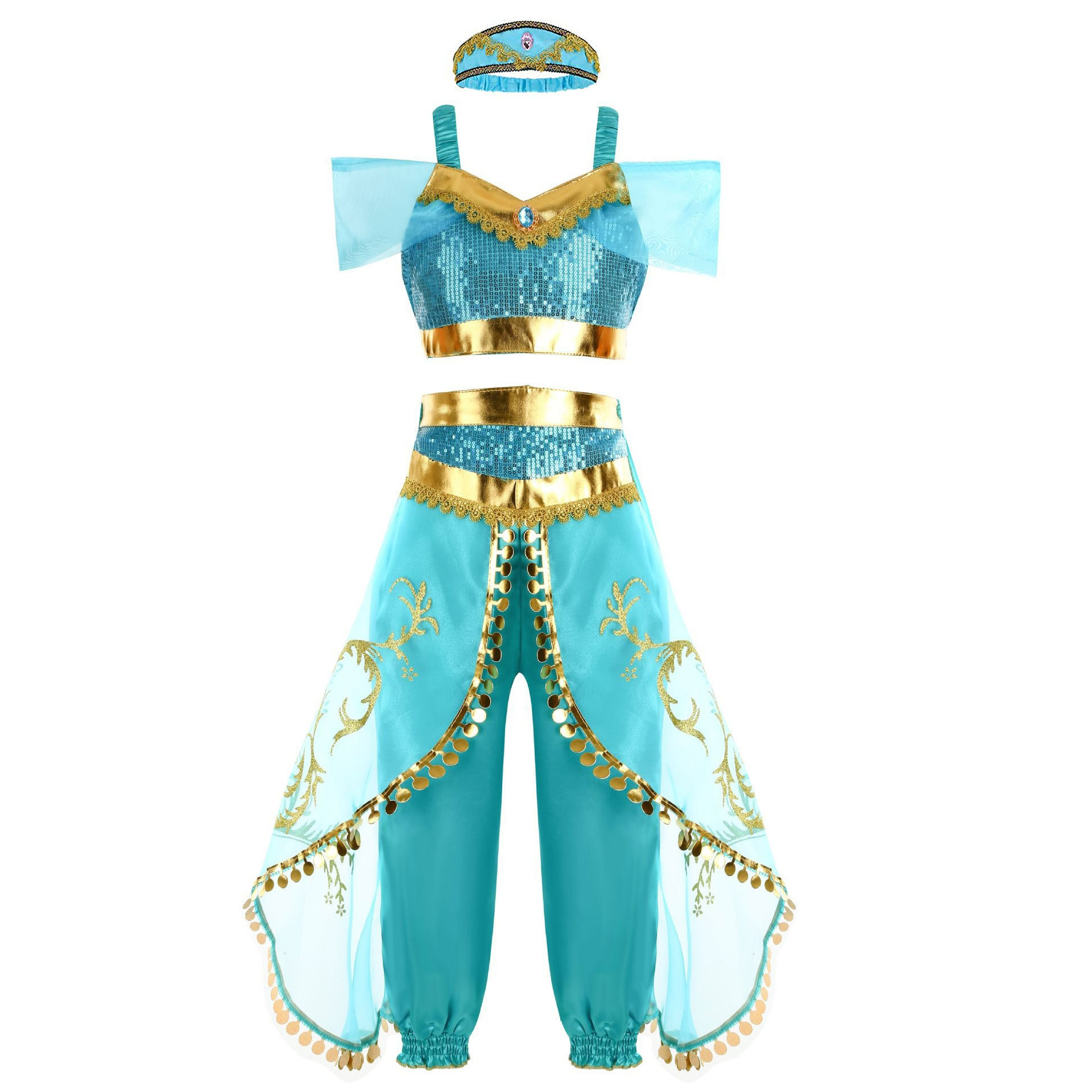 [role play] Lamp of Aladdin Princess Jasmine Dress European and American Halloween Children Dress cosplay for Children