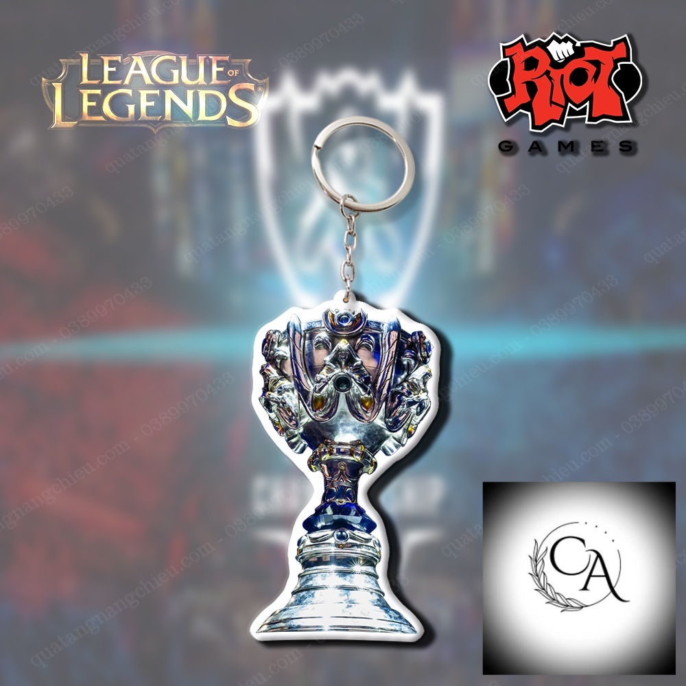 Móc khóa Logo Cúp CKTG game LMHT Dày Sắc nét in 2 mặt