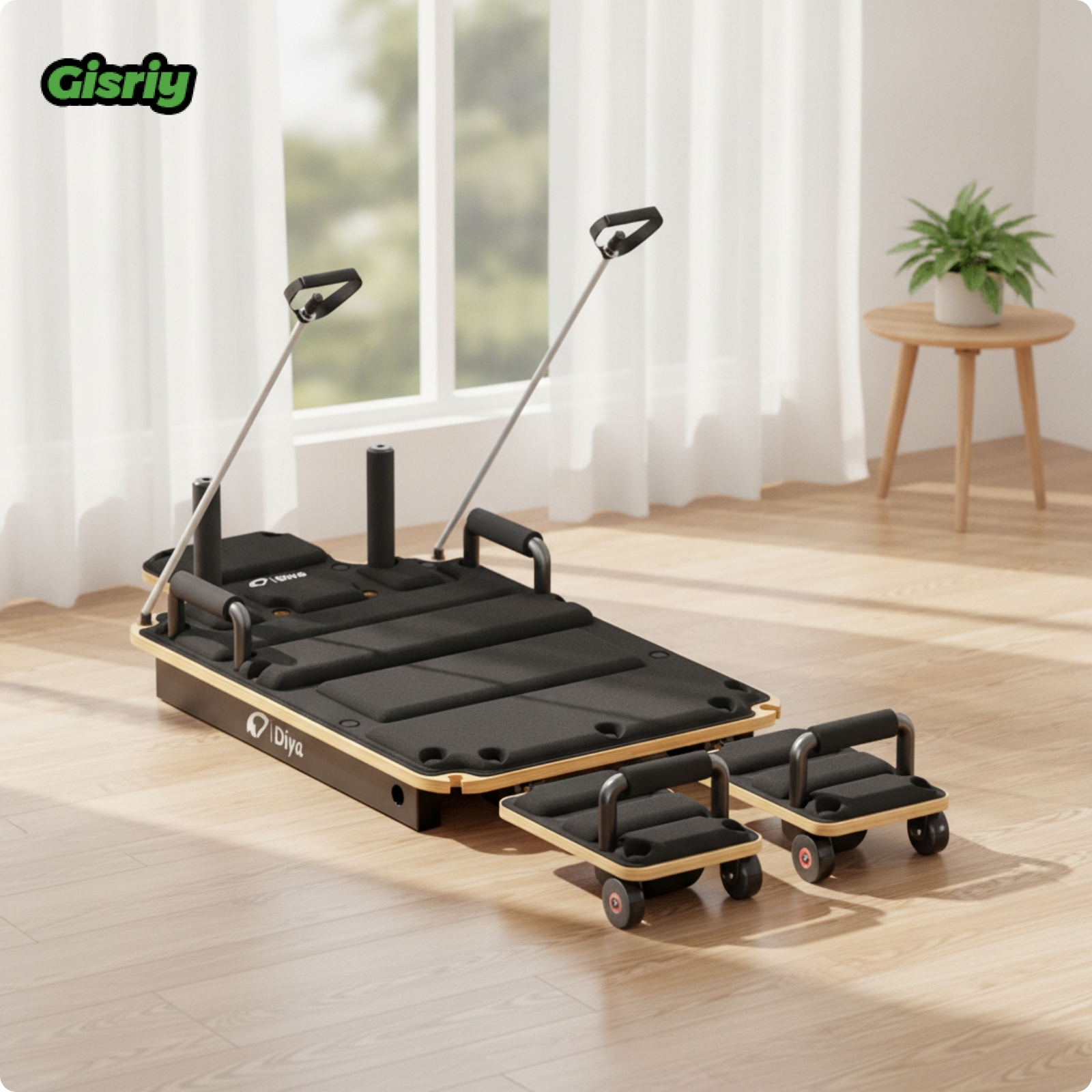 MagiDeal Compact Foldable Pilates Reformer Portable Pilates Reformer with Resistance Rods Silent Fitness Equipment Stable for Adults ราคา 17,797 บาท*ส่งฟรี