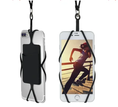 Silicone Lanyard Moblie Phone Straps Cell Phone Holder Sling Necklace Wrist Strap Mobile Phone Holder with Card Holder