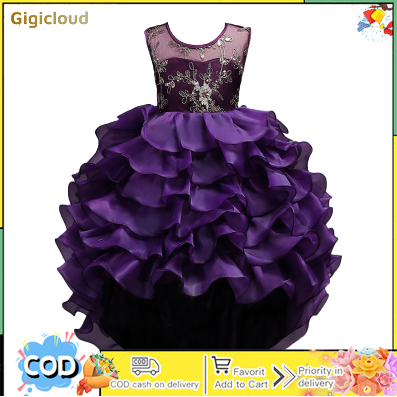 Toddler Girl Tutu Dress Sequin Flower Embroidery Sleeveless High Low Hem Tulle Tutu Dress Flower Princess Dress ราคา 477 บาท*ส่งฟรี