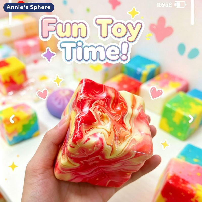 Annie's Sphere Is a Soft Stress-Relieving Cube Toy Made from Pu Foam, Helps Reduce Stress and Develop Sensory Perception. ราคา 56 บาท*ส่งฟรี
