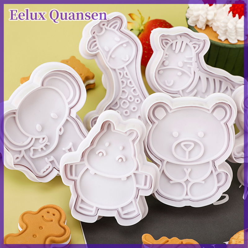 Eelux 8 chiếc khuôn bánh quy động vật rừng khuôn cắt bánh quy dập nổi hình hươu cao cổ voi sư tử cho động vật rừng dụng cụ làm bánh trang trí tiệc sinh nhật