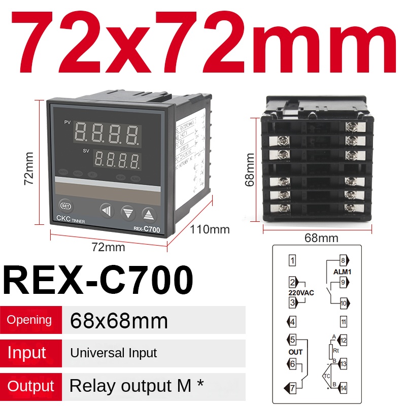 Bộ Điều Khiển Nhiệt Độ REX C700 Relay M * An | tùy chọn khác Bộ Điều Khiển REX C100/400/700/900, PID 0-1300°C, 4-20mA, SSR/Relay, Đa Màu, Công Nghiệp, IP54, Kèm Bộ Kit