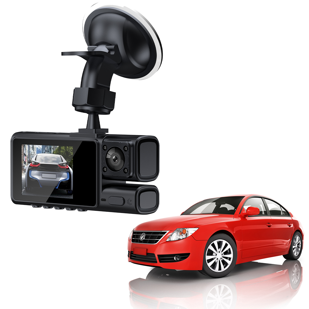 3 kênh Dash Cam G-Sensor HD 1080P Máy ghi âm lái xe phía trước phía sau bên trong camera máy quay ph