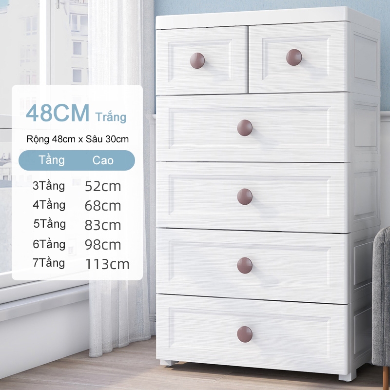 Tủ nhựa cho bé Tủ nhựa đa năng đựng đồ Chất liệu PP an toàn Trắng 5 tầng