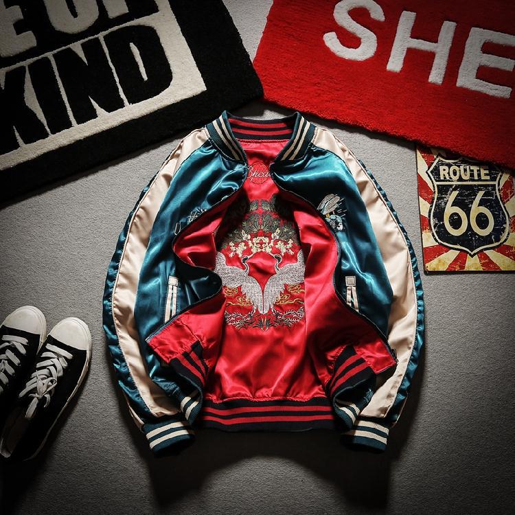 Của phụ nữ áo khoác Jacket Bomber Bee thêu hai mặt thí điểm phong cách Harajuku vài trang phục ulzza