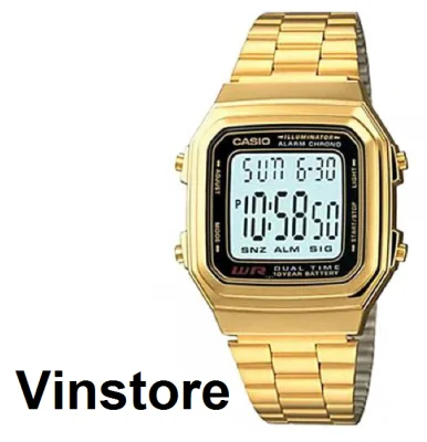 [Vinstore] Casio A178 Adjustable Gold Tone Stainless Steel Strap Digital Men Watch A178WGA-1AUDF A178WGA-1 A178WGA-1A A-178WGA-1A