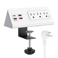 CHANWENU B US Plug Desk Clamp Power Strip 2 Meter Extension Cord PD 20W Outlet Socket  Torsional Fixation Power Outlets Office Home