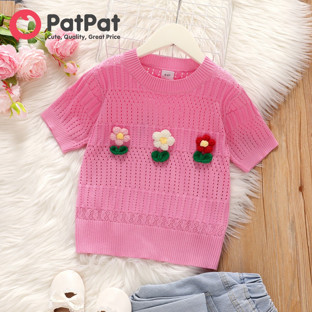 PatPat Kid Girl Sweet Hyper-Tactile 3D Flower Shape Sweater