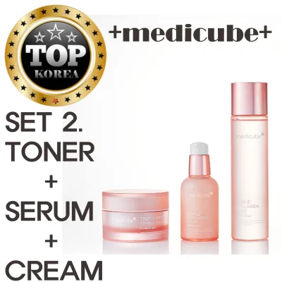 ★Medicube★ SET (toner+serum+cream) - Triple Collagen Toner 2.0 [140 ml] + Serum 2.0 [55 ml] + cream [50ml] / TOPKOREA