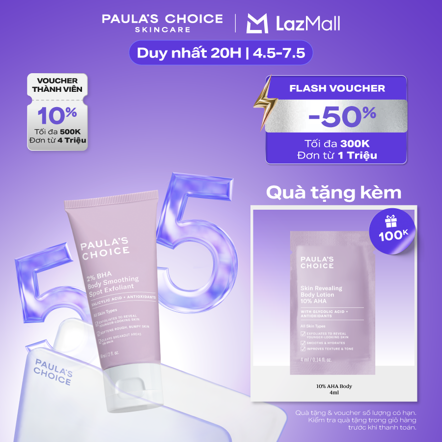 Kem dưỡng thể hỗ trợ giảm mụn và làm mịn da Paula's Choice 2% BHA Body Smoothing Spot Exfoliant 60ml mã 5706