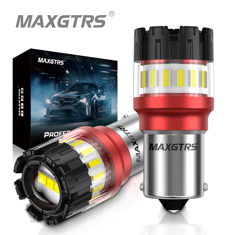 MAXGTRS 2X P21W BA15S LED Canbus Bulbs 7440 W21W 1156 3157 Lamp for DRL Reverse Parking Signal Light 12V