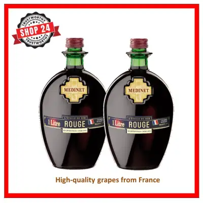 MEDINET ROUGE RED WINE 1 Litre ,Alcohol 12.0 % vol, 2 BOTTLES BUNDLE SALE, High quality grapes from France, shop24.sg