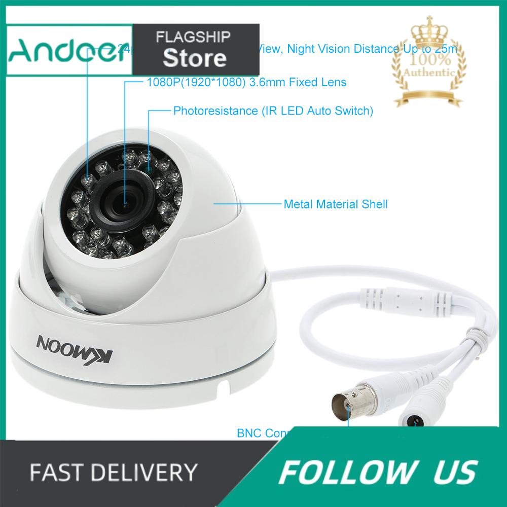 Andoer Camera giám sát vòm 1080P 2.0MP AHD 3.6mm 1/3 CMOS 24 Đèn hồng ngoại Tầm nhìn ban đêm IR-CUT Hệ thống PAL camera quan sát ngoài trời trong nhà chống nước