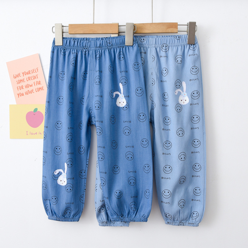 AISAMEFE 2024 Summer Girls' Jeans with Feet Binding New Thin Cartoon Printed Children's Pants ราคา 204 บาท*ส่งฟรี