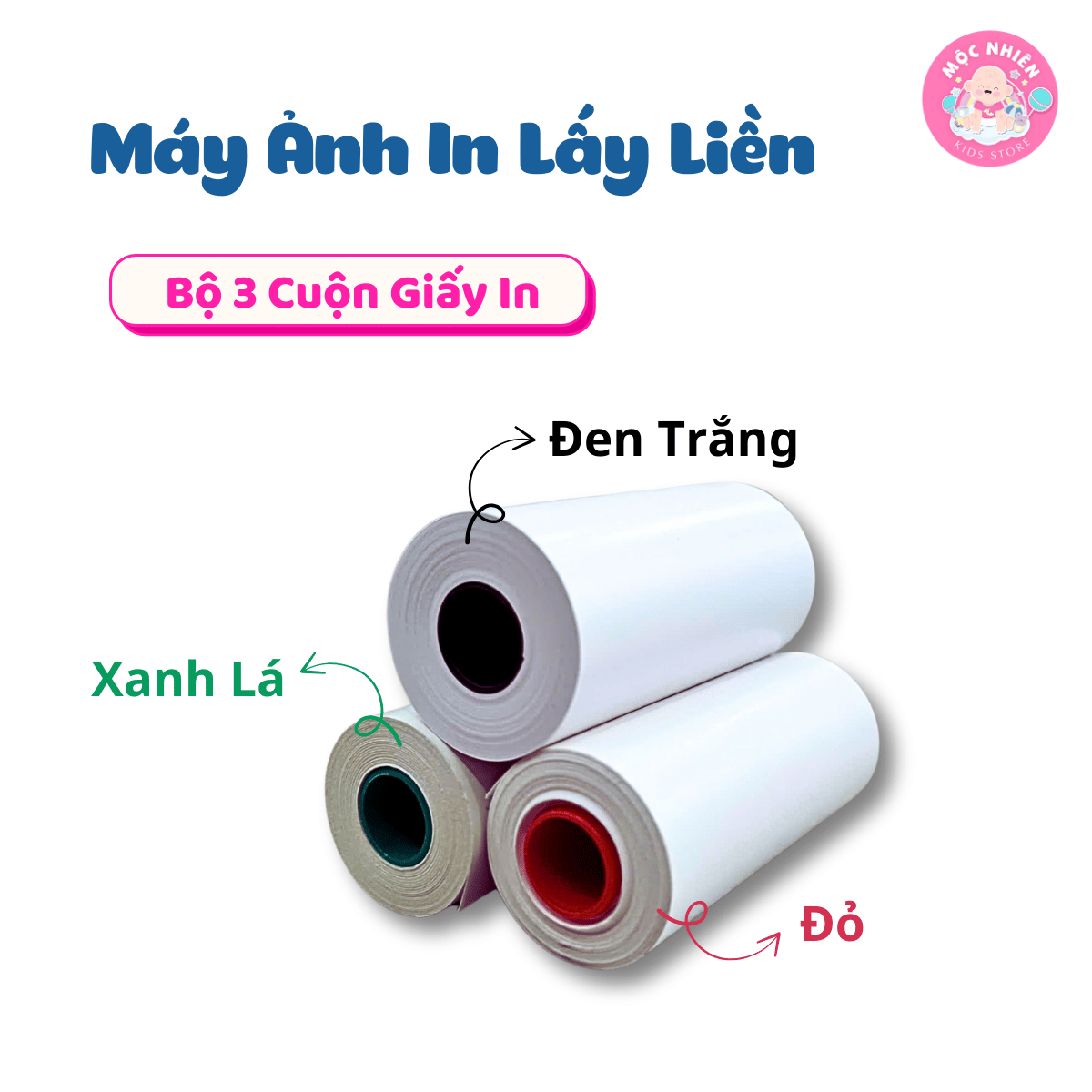 Giấy in ảnh kỹ thuật số (03 cuộn) - Dùng cho máy chụp ảnh lấy liền Instant Print Camera