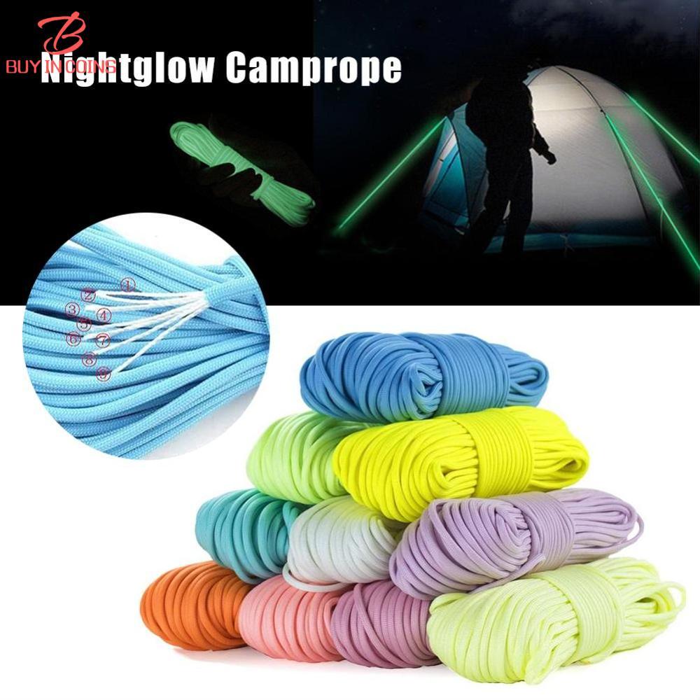 Dây dù dạ quang bc 4mm dây buộc 9 sợi dây lều phát sáng 550 thiết bị sinh tồn khi leo núi cắm trại