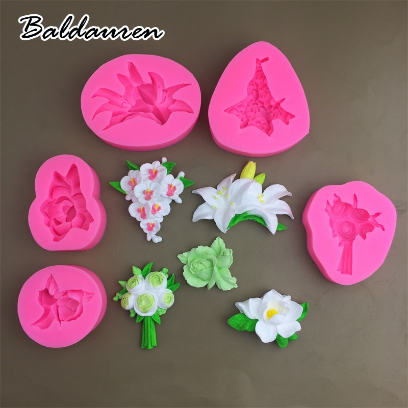 BALDAUREN แม่พิมพ์ซิลิโคนเค้กรูปดอกลิลลี่ที่ใช้งานได้จริง ราคา 29 บาท*ส่งฟรี
