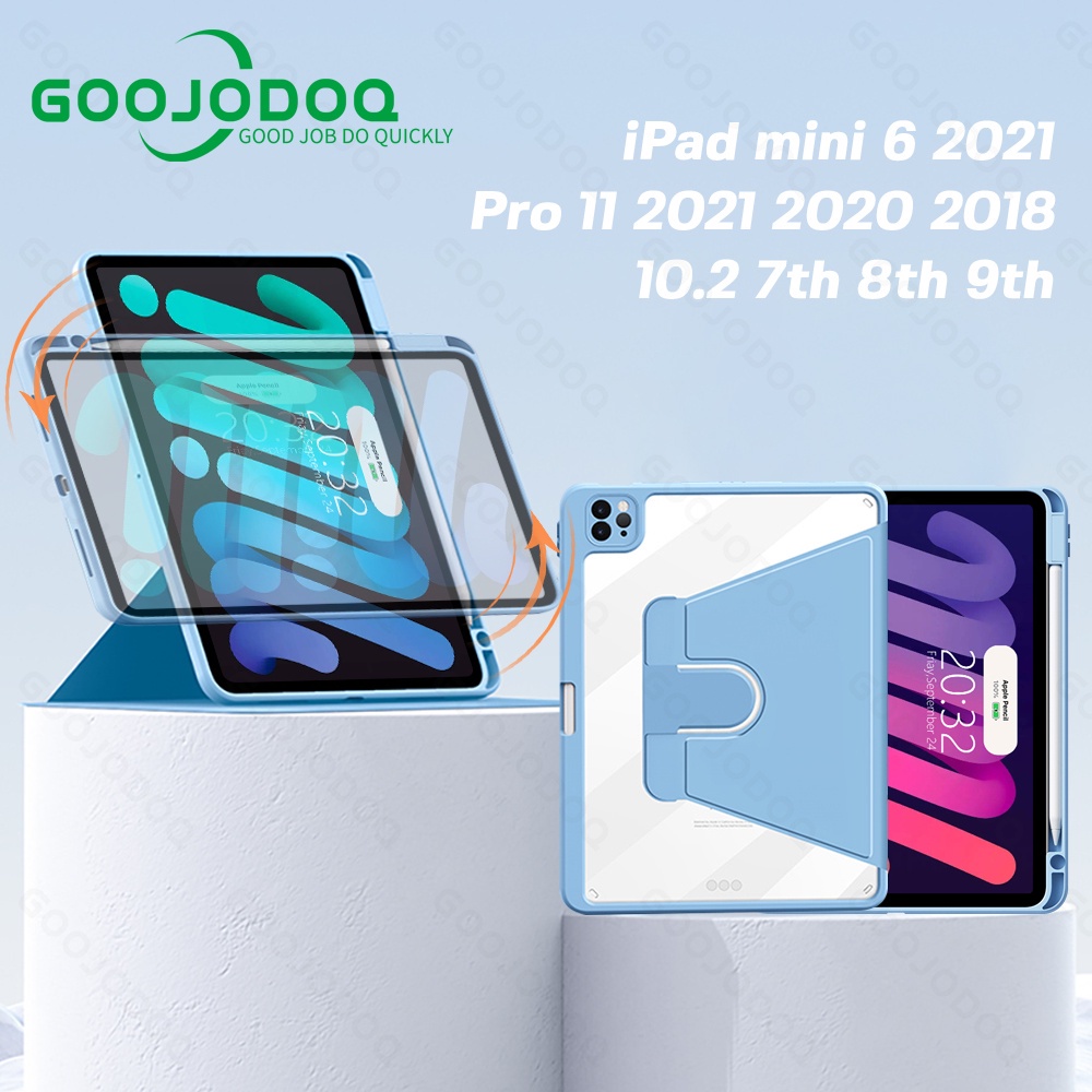 Bộ bao da máy tính bảng GOOJODOQ xoay 360 độ giữ bút cảm ứng cho iPad Mini6 8.3Pro 11 2021 Air4 10.9