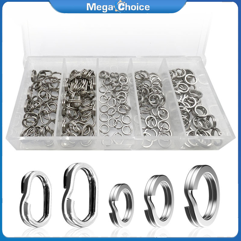 MegaChoice【Fast Delivery】200PCS Fishing Split Rings O Ring 5 Sizes Double Flat Wire Snap Ring Fishing Tool Accessories For Outdoor Fishing ราคา 150 บาท*ส่งฟรี