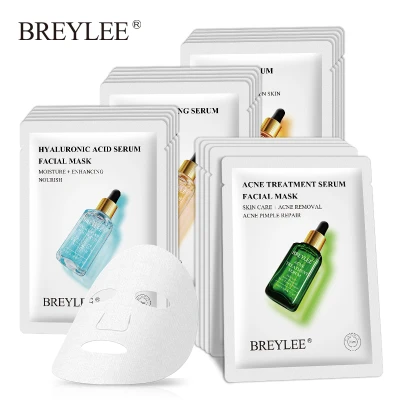 BREYLEE Face Sheet Mask Acne Treatment Anti Aging Whitening Moisturizing Vitamin C Hyaluronic Acid Retinol Skin Care Masks 1PCS