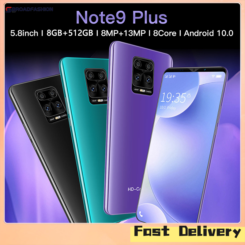 Broadfashion Note9plus 8+512g Mobile Phone Android 5.8-inch Screen Smartphone ราคา 1,563 บาท*ส่งฟรี