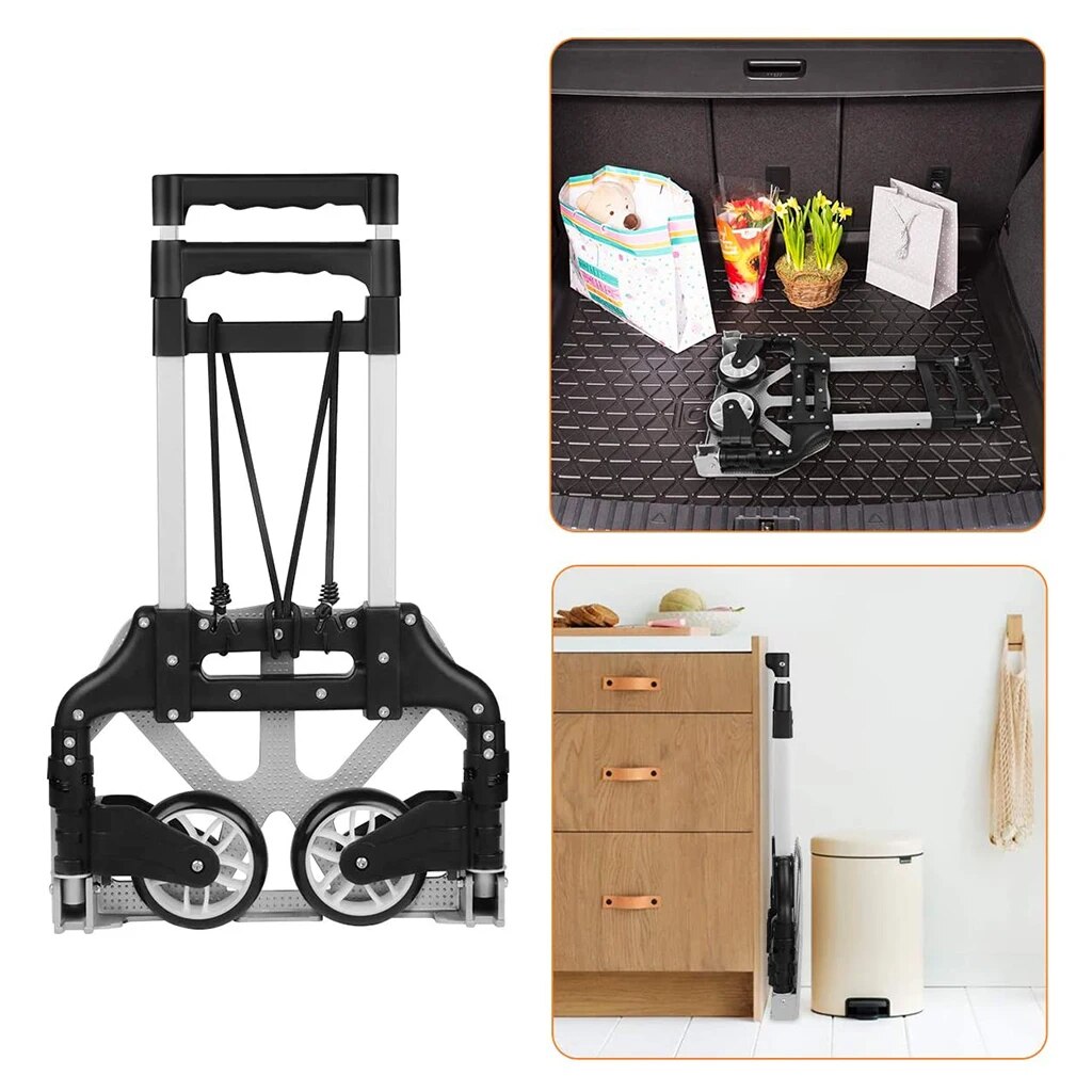 【Chat-support】 Folding Luggage Truck 75kg With Bungee Cord Heavy Foldable Trolley For Upstairs Cargo Protable Home Travel Shopping Cart